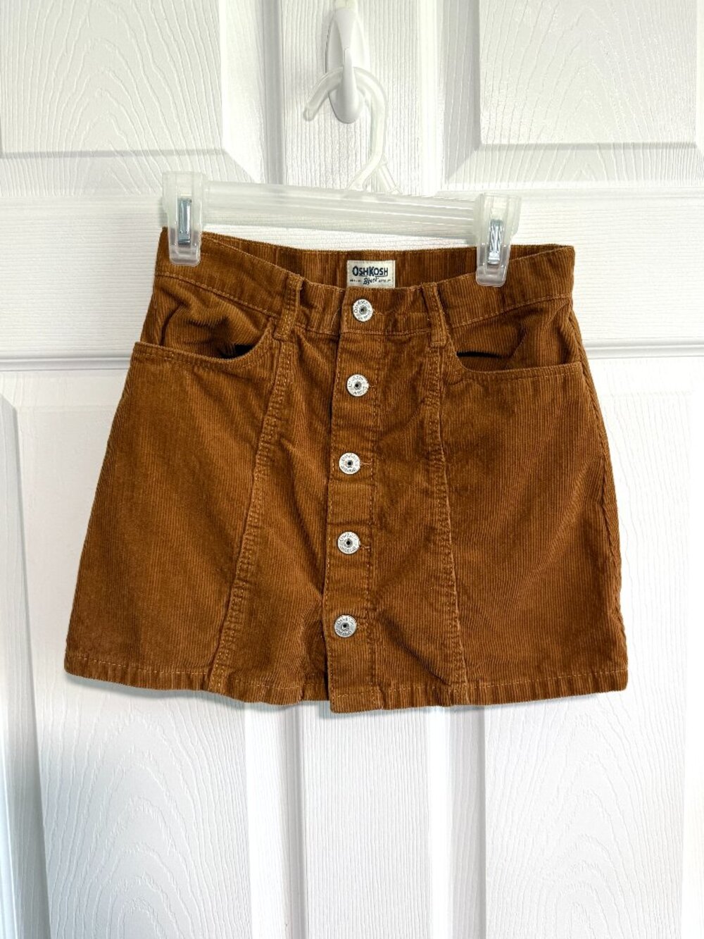 Oshkosh Girls Corduroy Snap Closure 2-Pocket Brown Skirt Size 8/8A Fall  🍂